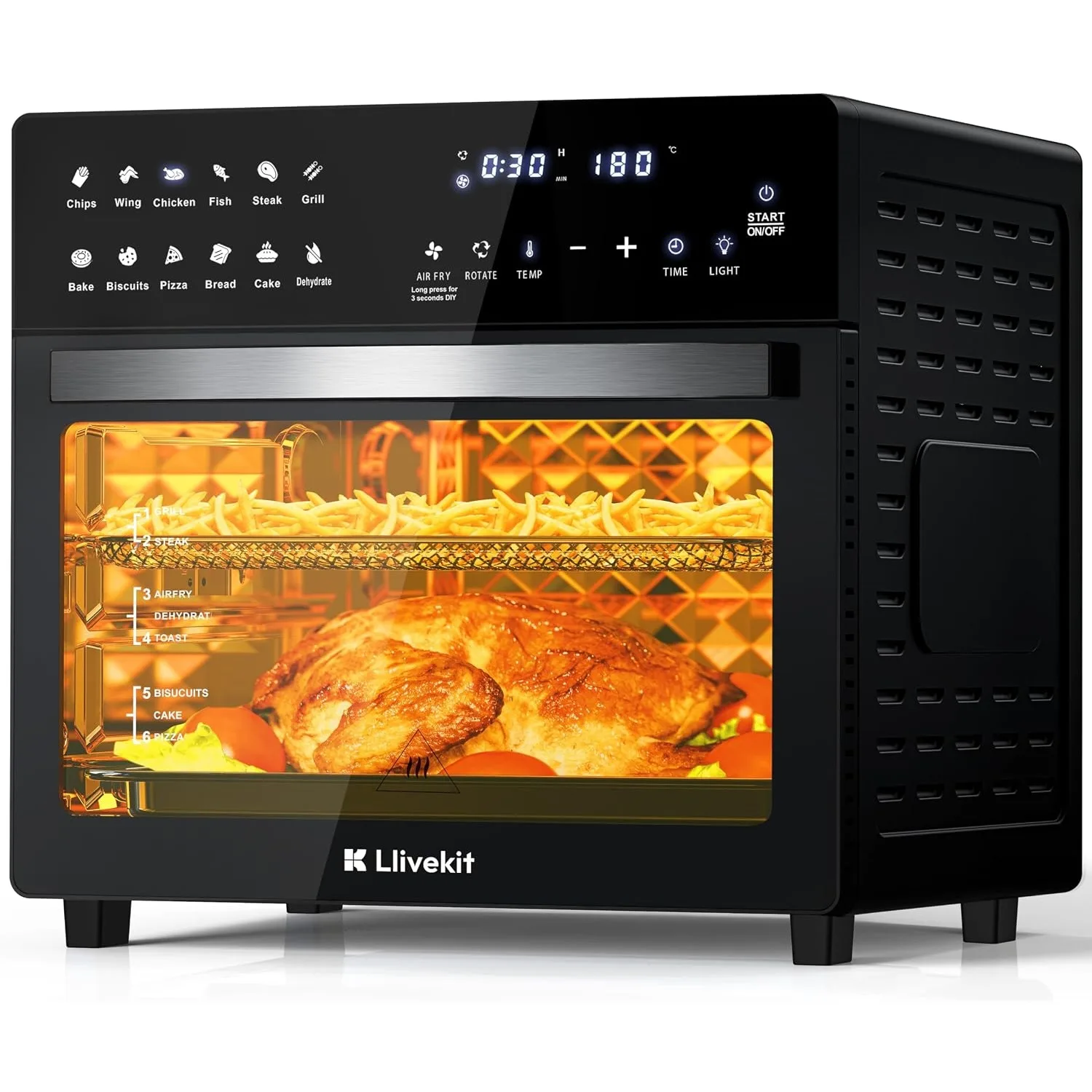 فر برقی 26 لیتری LLIVEKIT مدل Air Fryer Oven – سرخ کن بدون روغن، 12 برنامه با صفحه کنترل لمسی