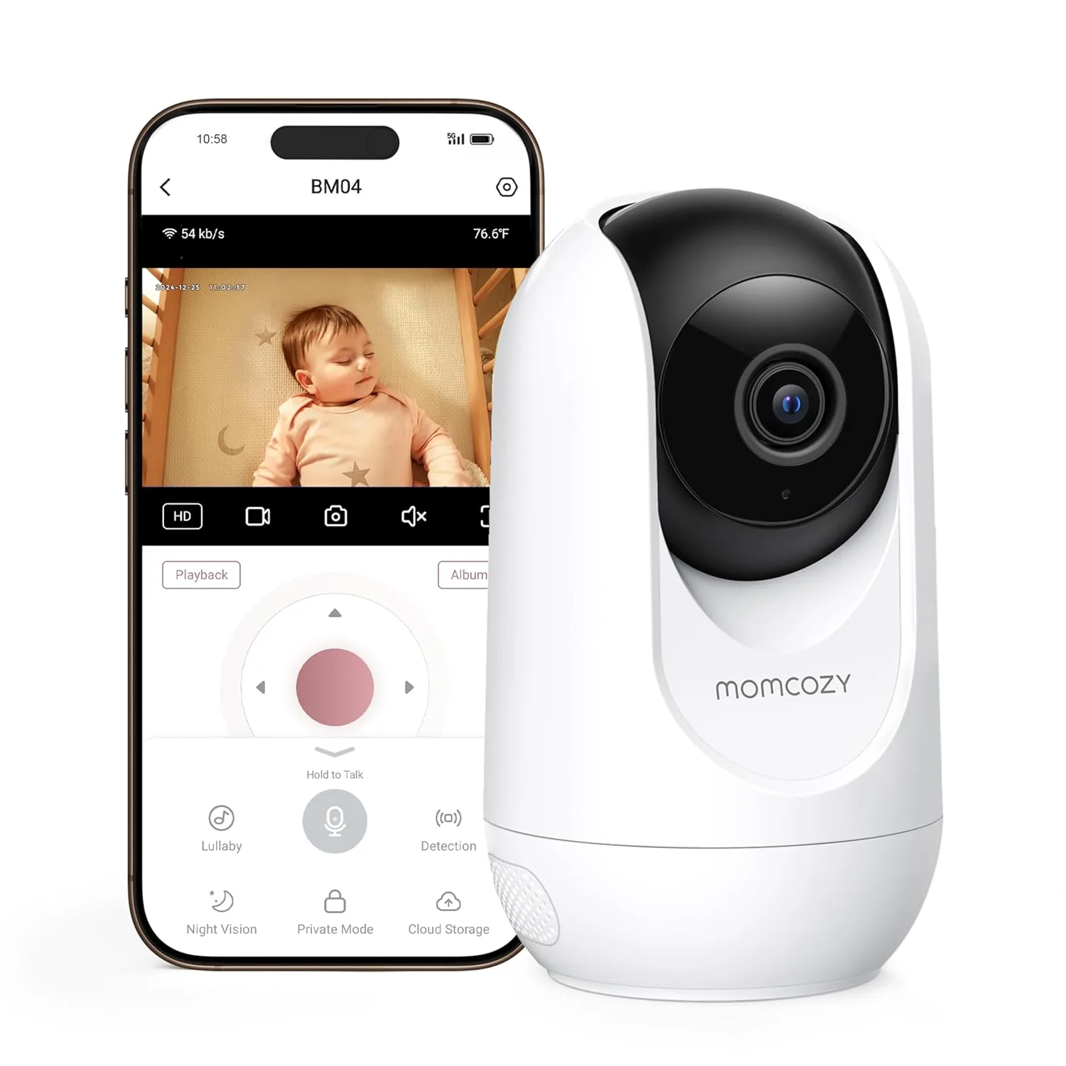 دوربین اتاق کودک Momcozy مدل BM04 – قابلیت اتصال به گوشی – بدون مانیتور